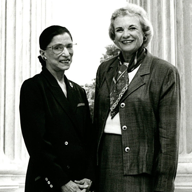 Supreme Court Justices Ruth Bader Ginsburg and Sandra Day O'Connor